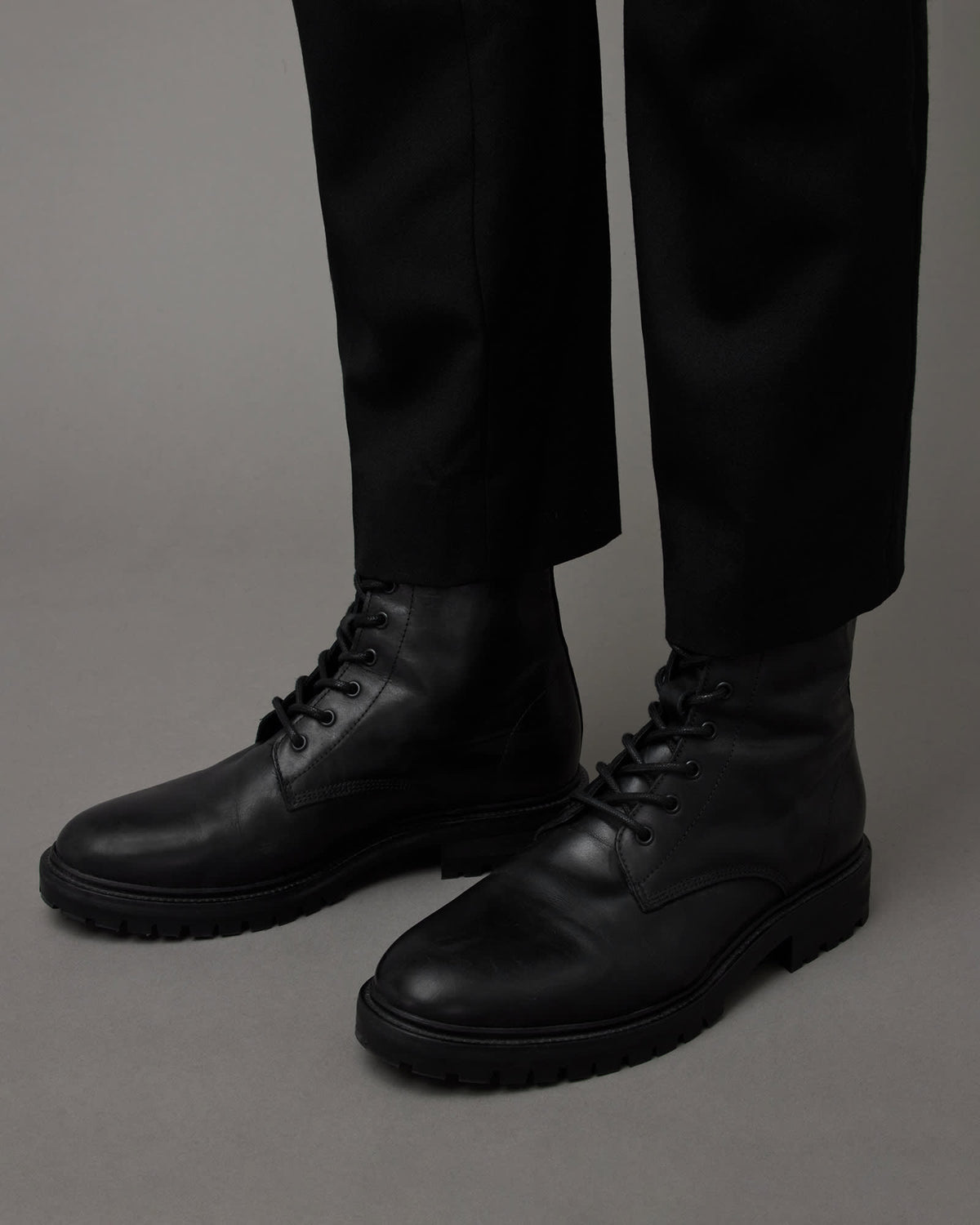 Tobias Lace Up Leather Boots Black