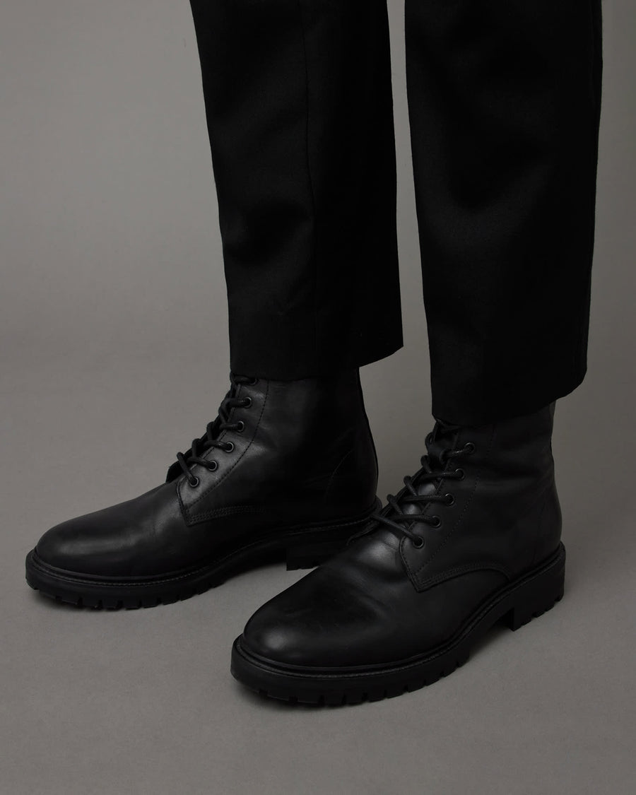 Tobias Lace Up Leather Boots Black