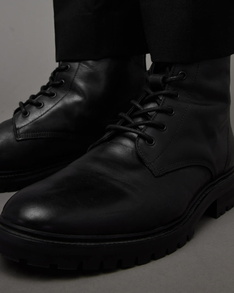 Tobias Lace Up Leather Boots Black