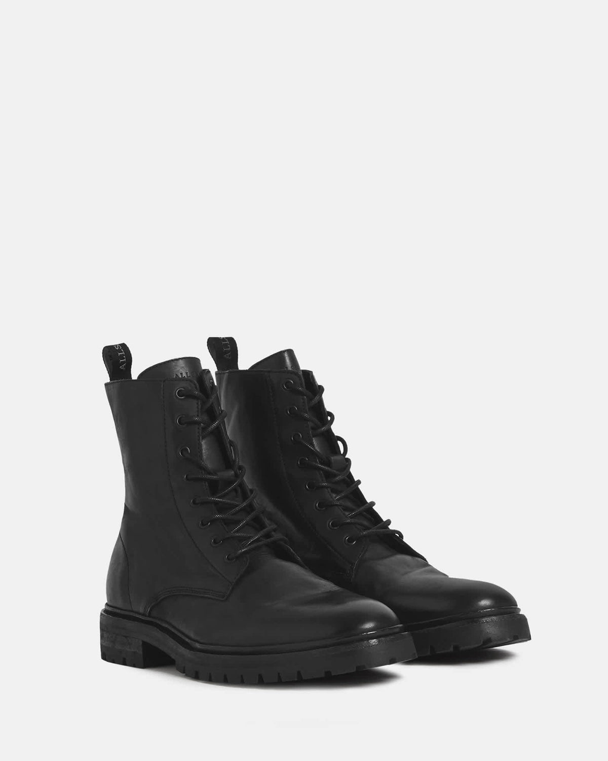 Tobias Lace Up Leather Boots Black