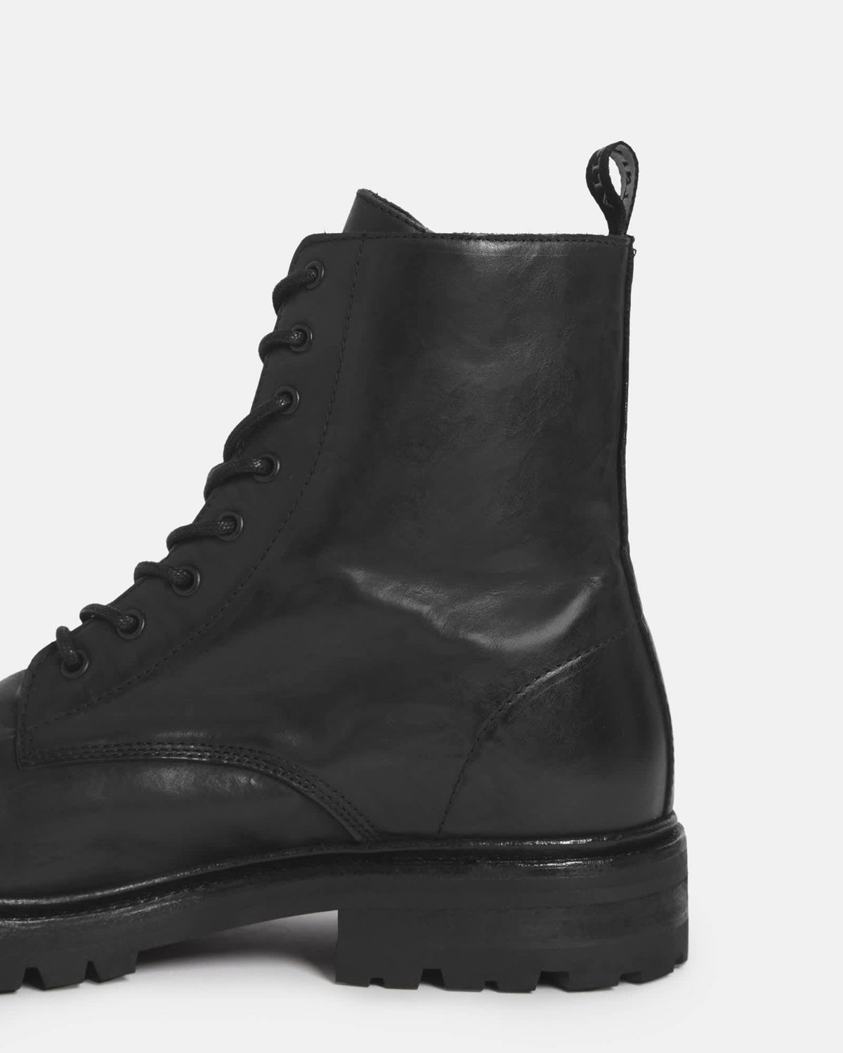 Tobias Lace Up Leather Boots Black