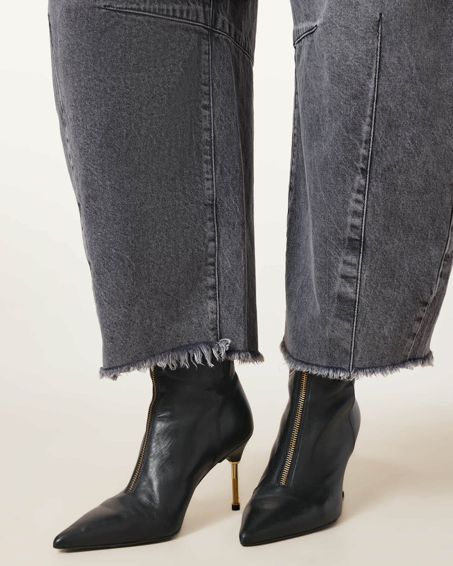 Natasha Pointed Zip Up Leather Boots BLACK/WARM BRASS