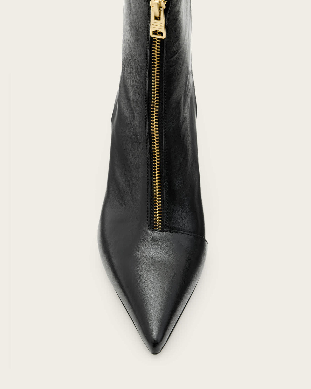 Natasha Pointed Zip Up Leather Boots BLACK/WARM BRASS