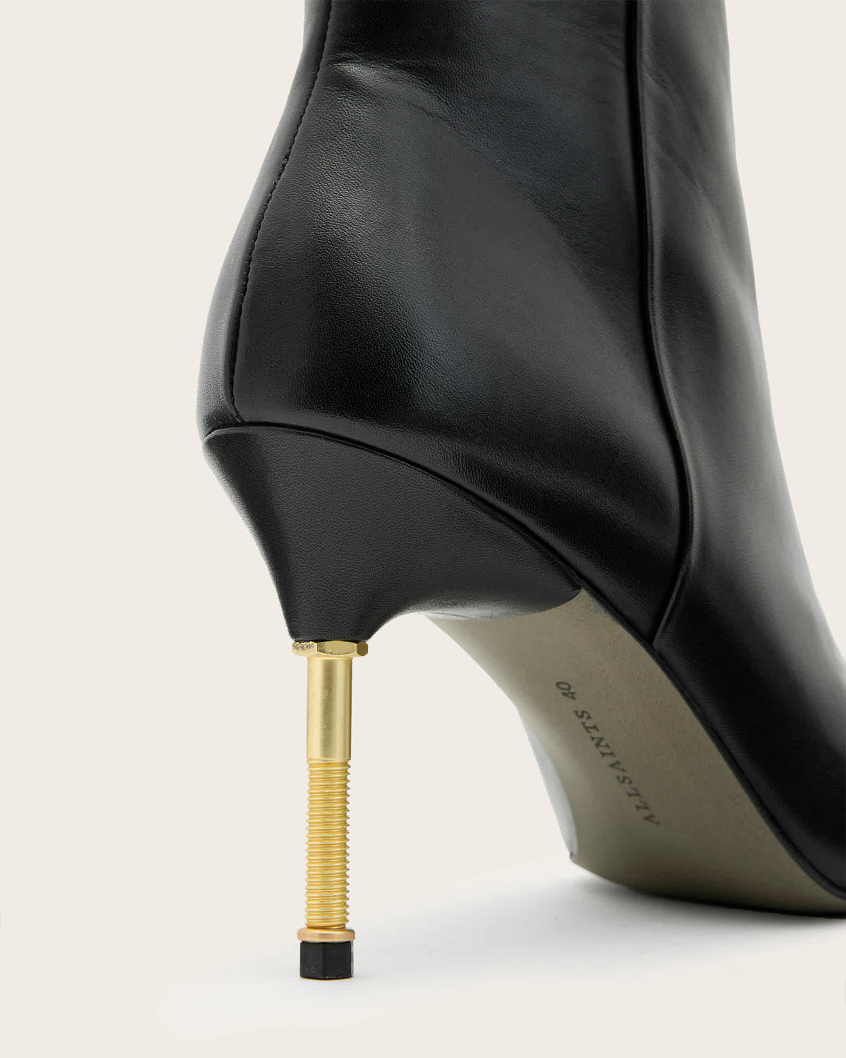 Natasha Pointed Zip Up Leather Boots BLACK/WARM BRASS