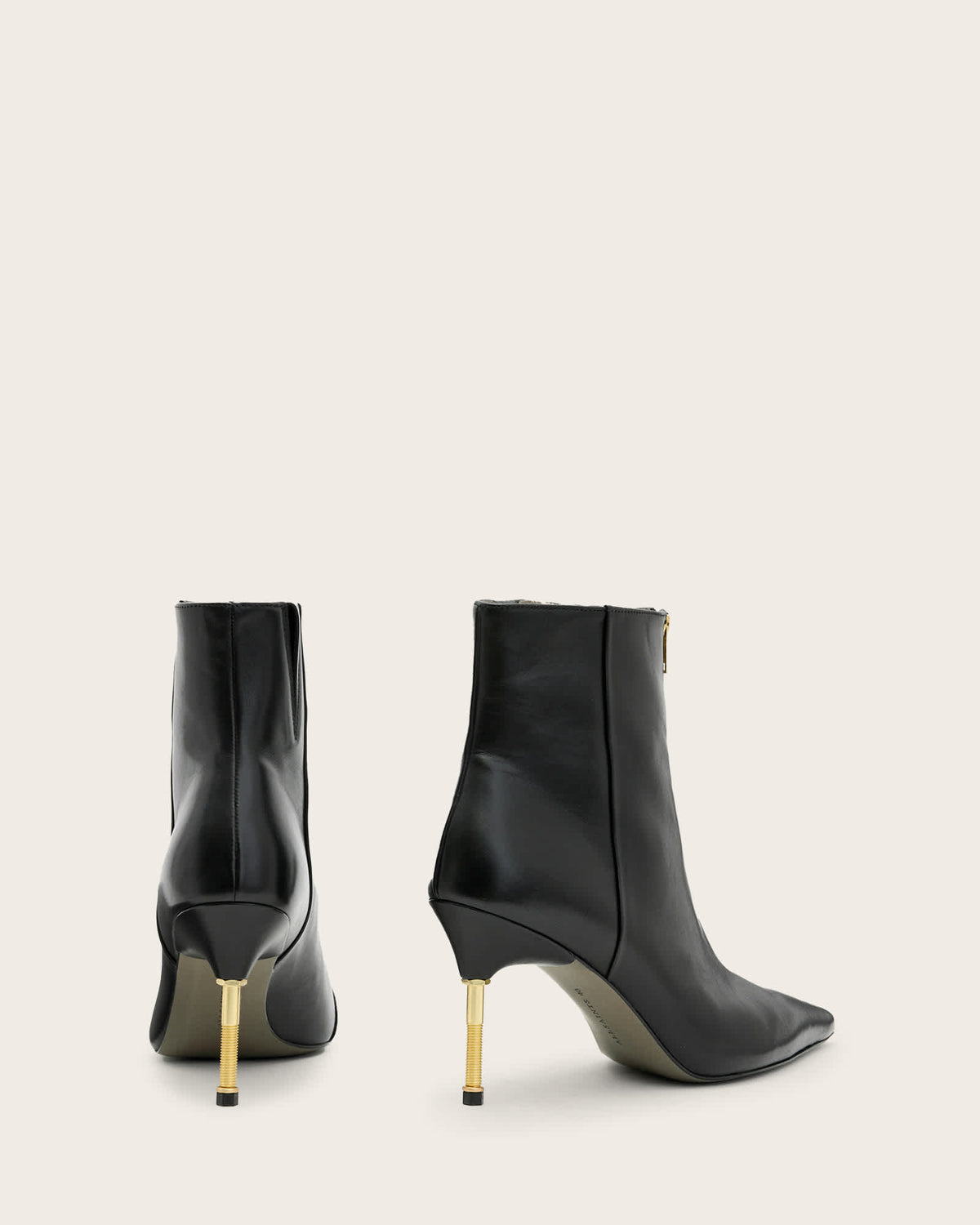 Natasha Pointed Zip Up Leather Boots BLACK/WARM BRASS