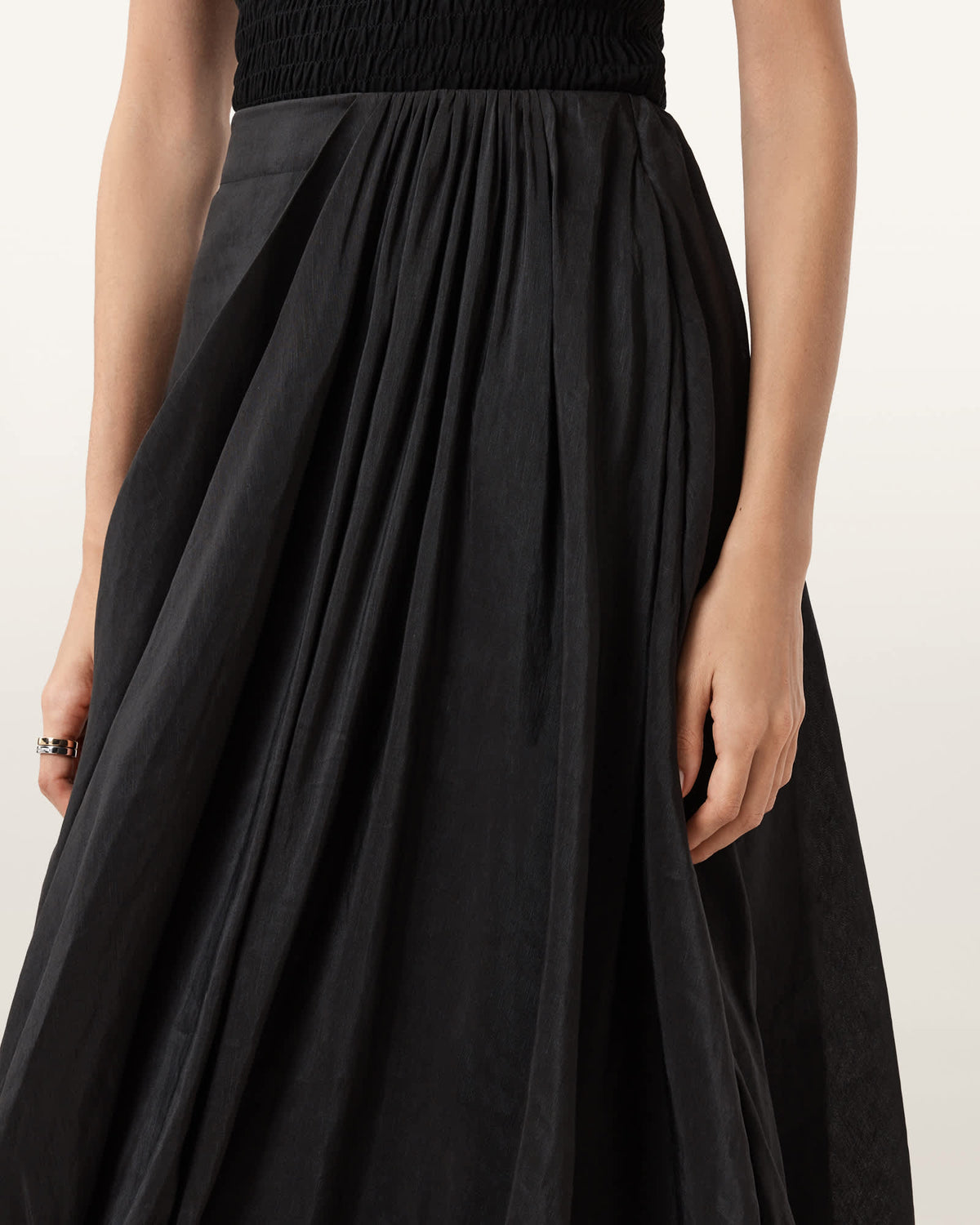 Nia Draped Midi Skirt Black