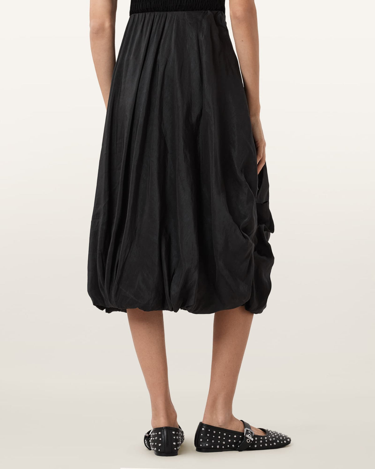 Nia Draped Midi Skirt Black