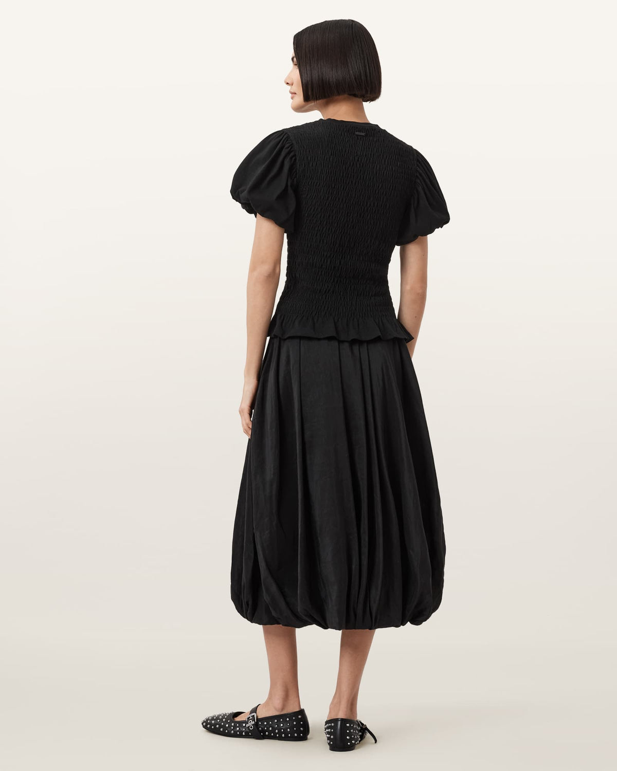 Nia Draped Midi Skirt Black
