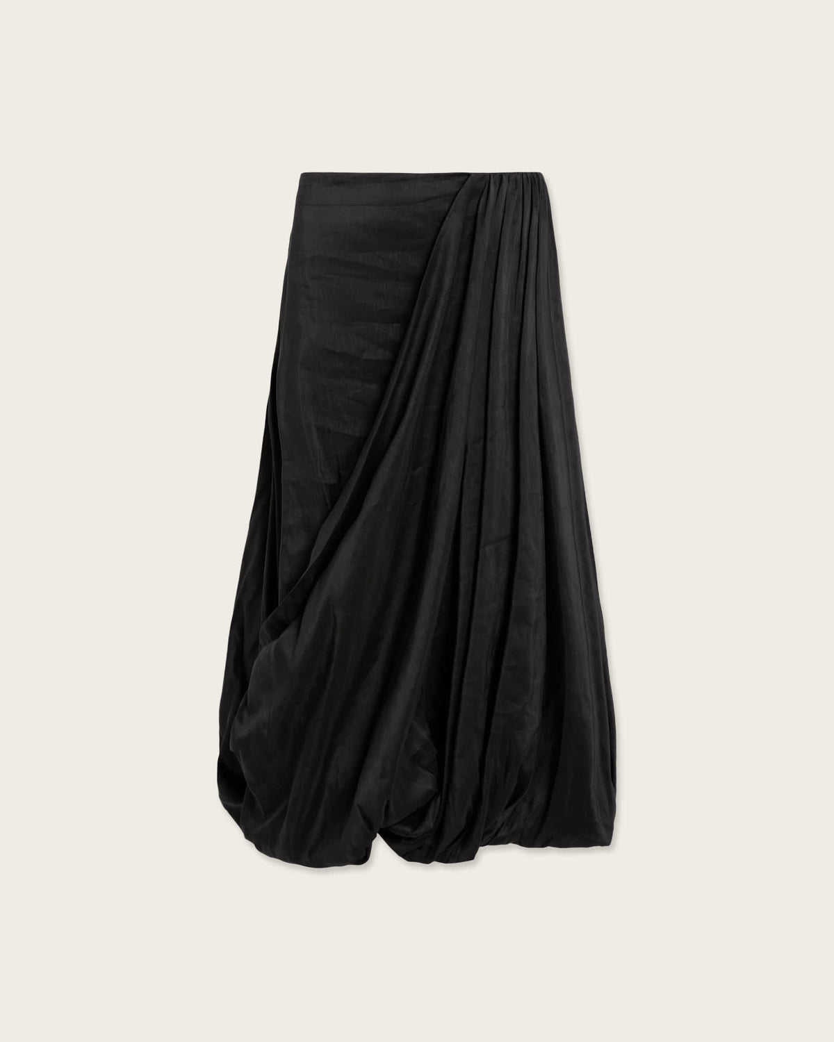 Nia Draped Midi Skirt Black