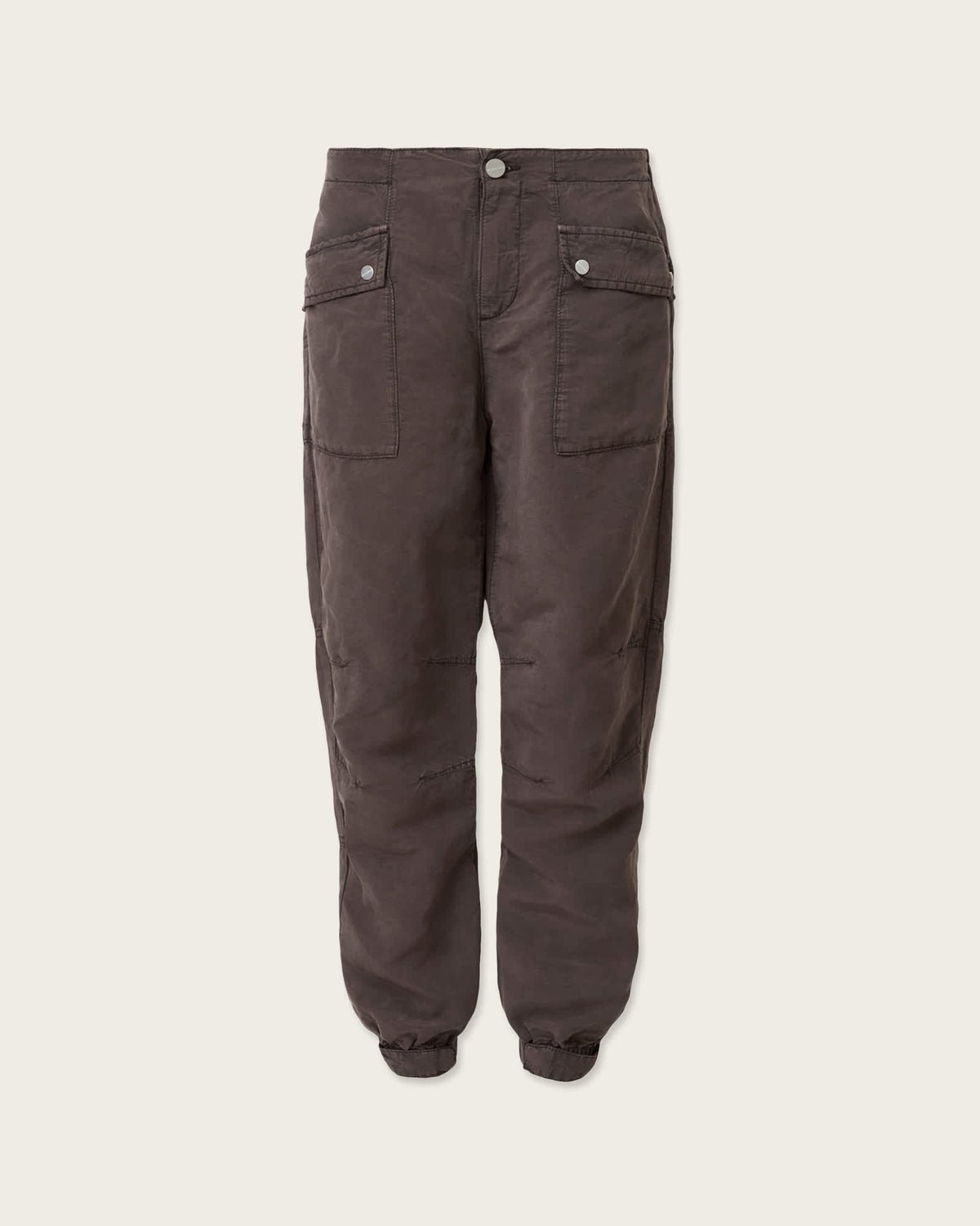 Val Linen Blend Cargo Trousers Dark Brown