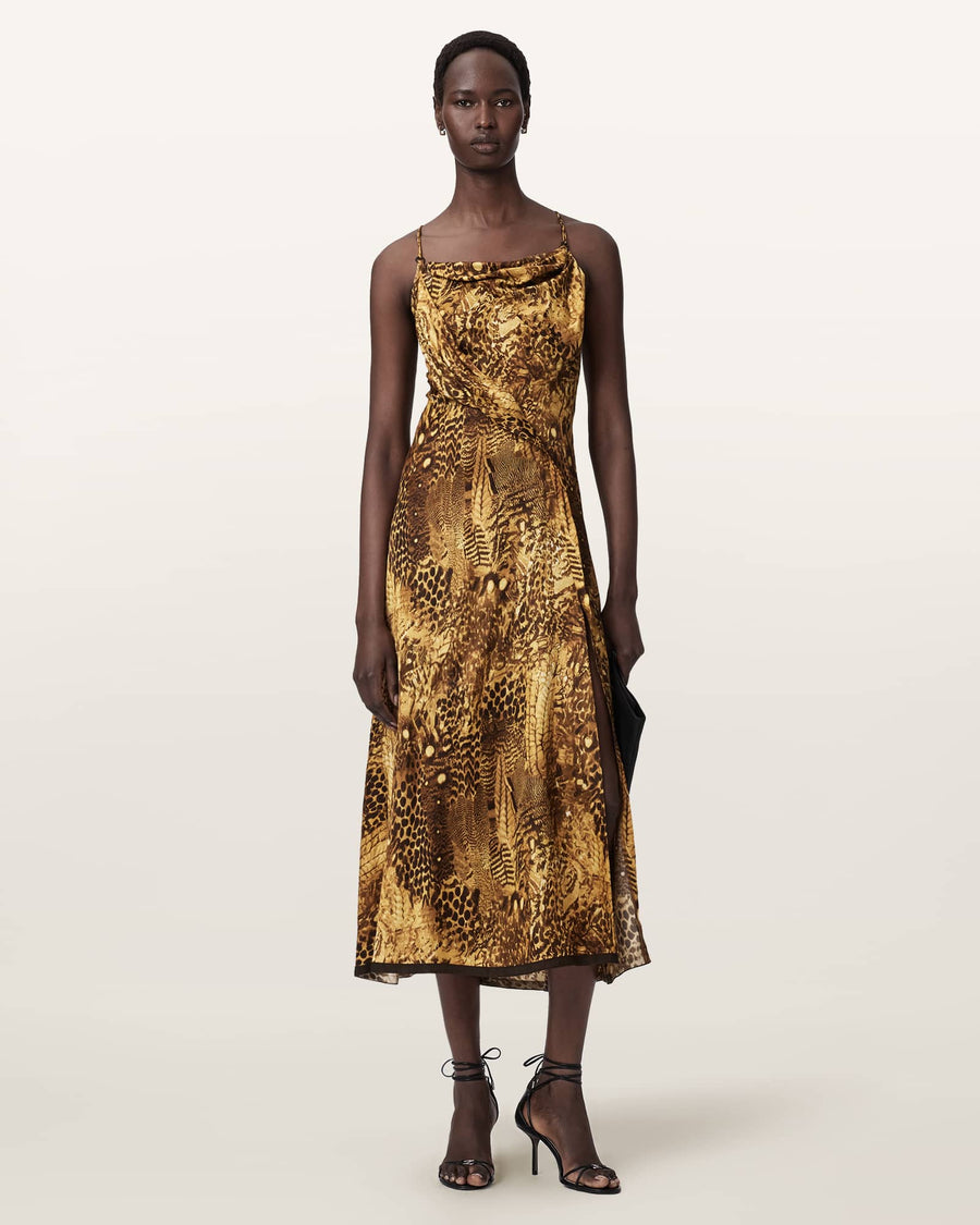 Claire Leopard Print Maxi Dress BLIXA GOLD