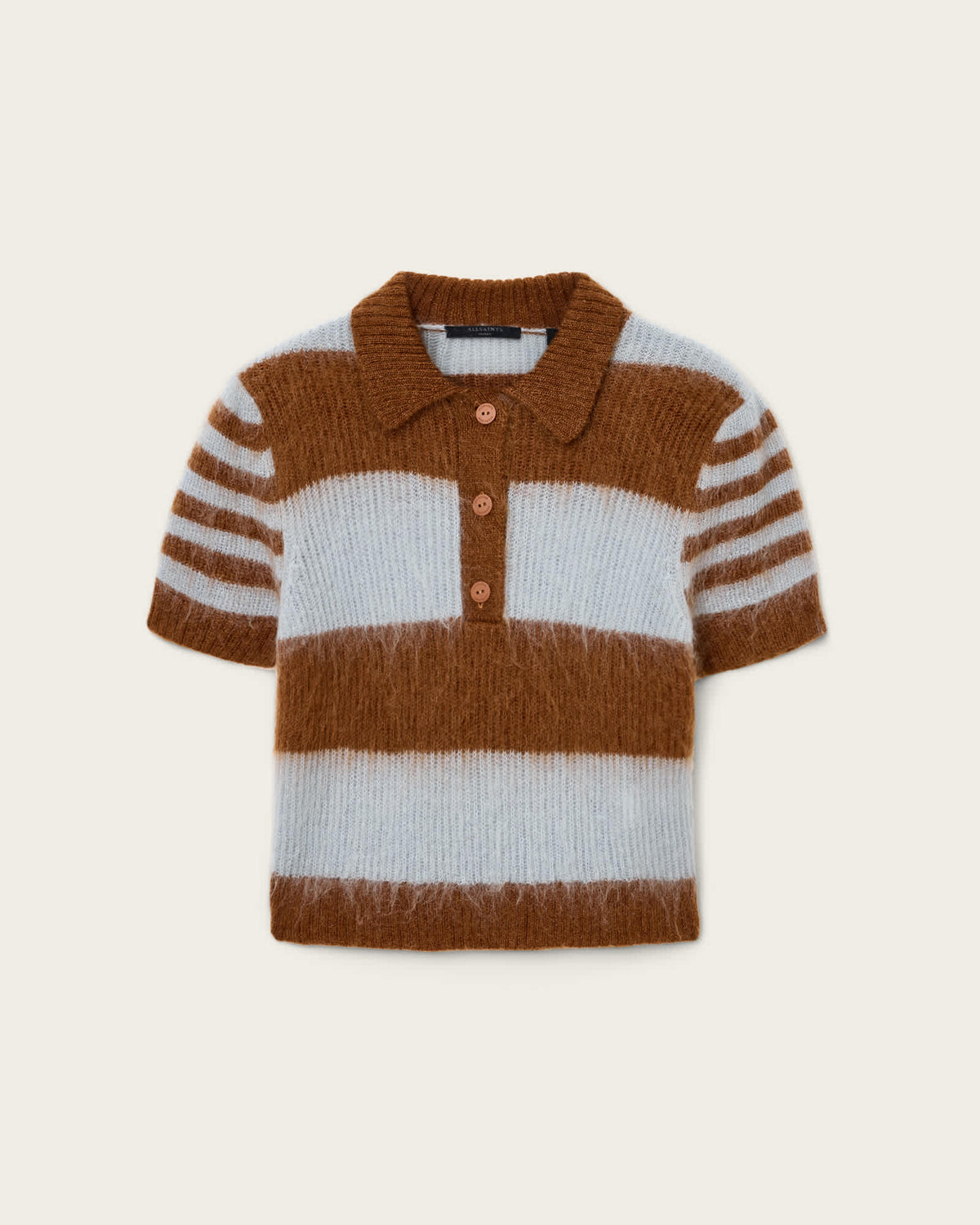Clem Wool Blend Polo STEEL BLUE/COGNAC