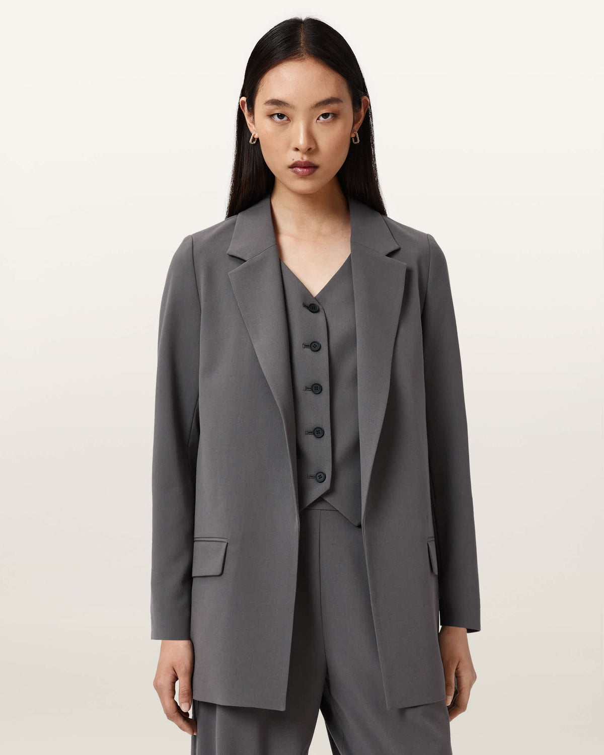 Aleida Lightweight Tri Blazer DARK GULL GREY