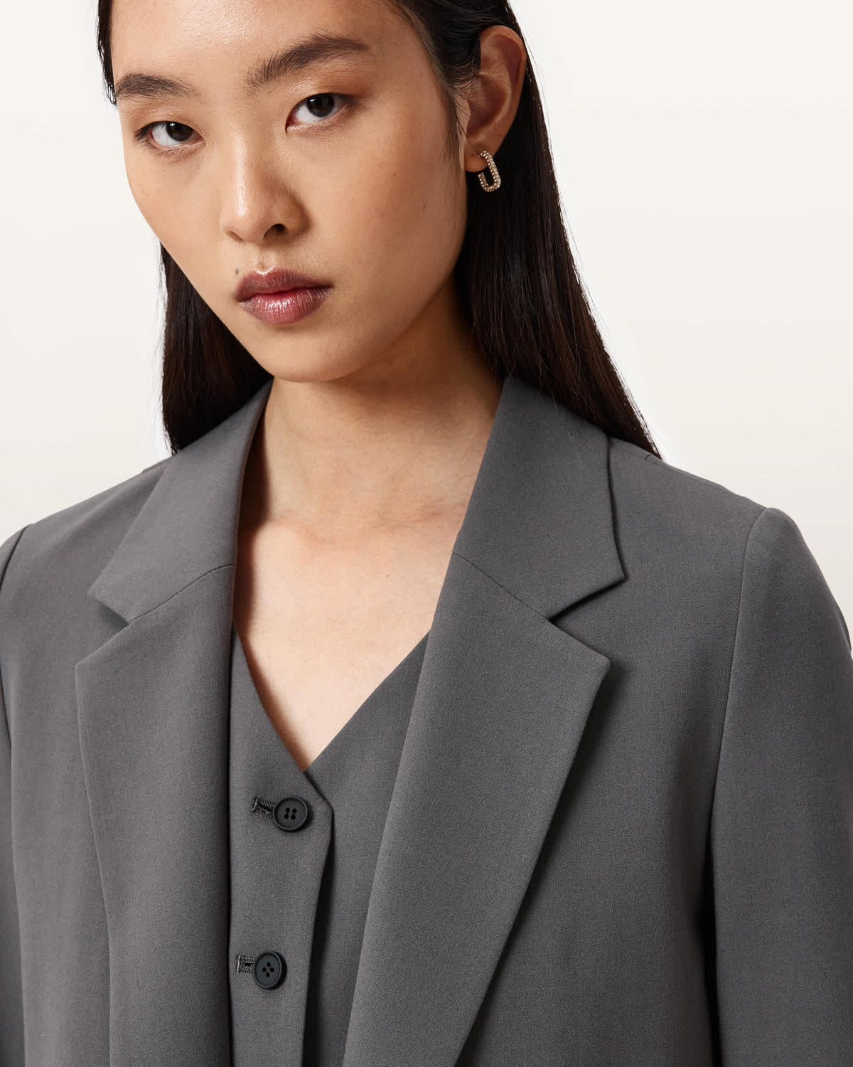 Aleida Lightweight Tri Blazer DARK GULL GREY