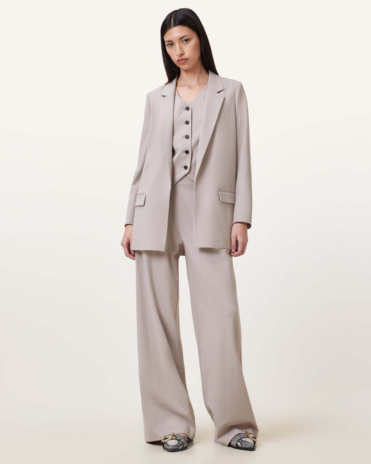 Aleida Lightweight Tri Blazer GREIGE BROWN