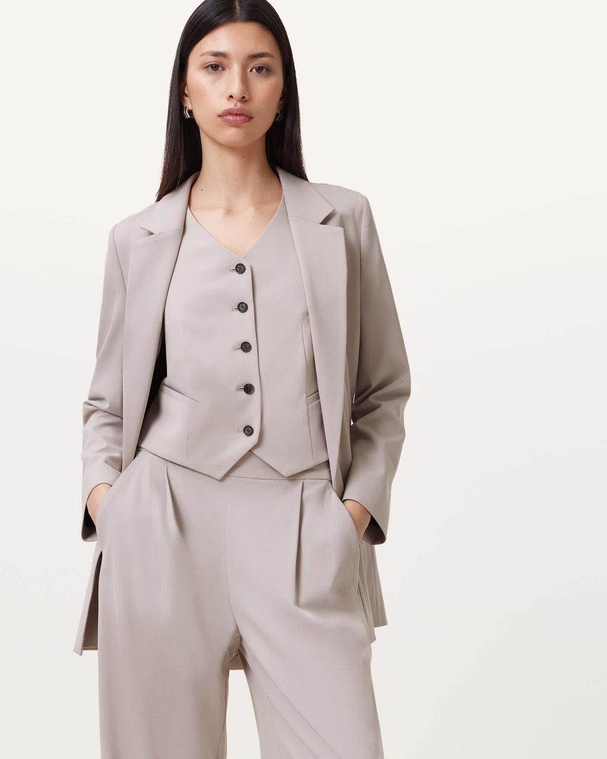 Aleida Lightweight Tri Blazer GREIGE BROWN