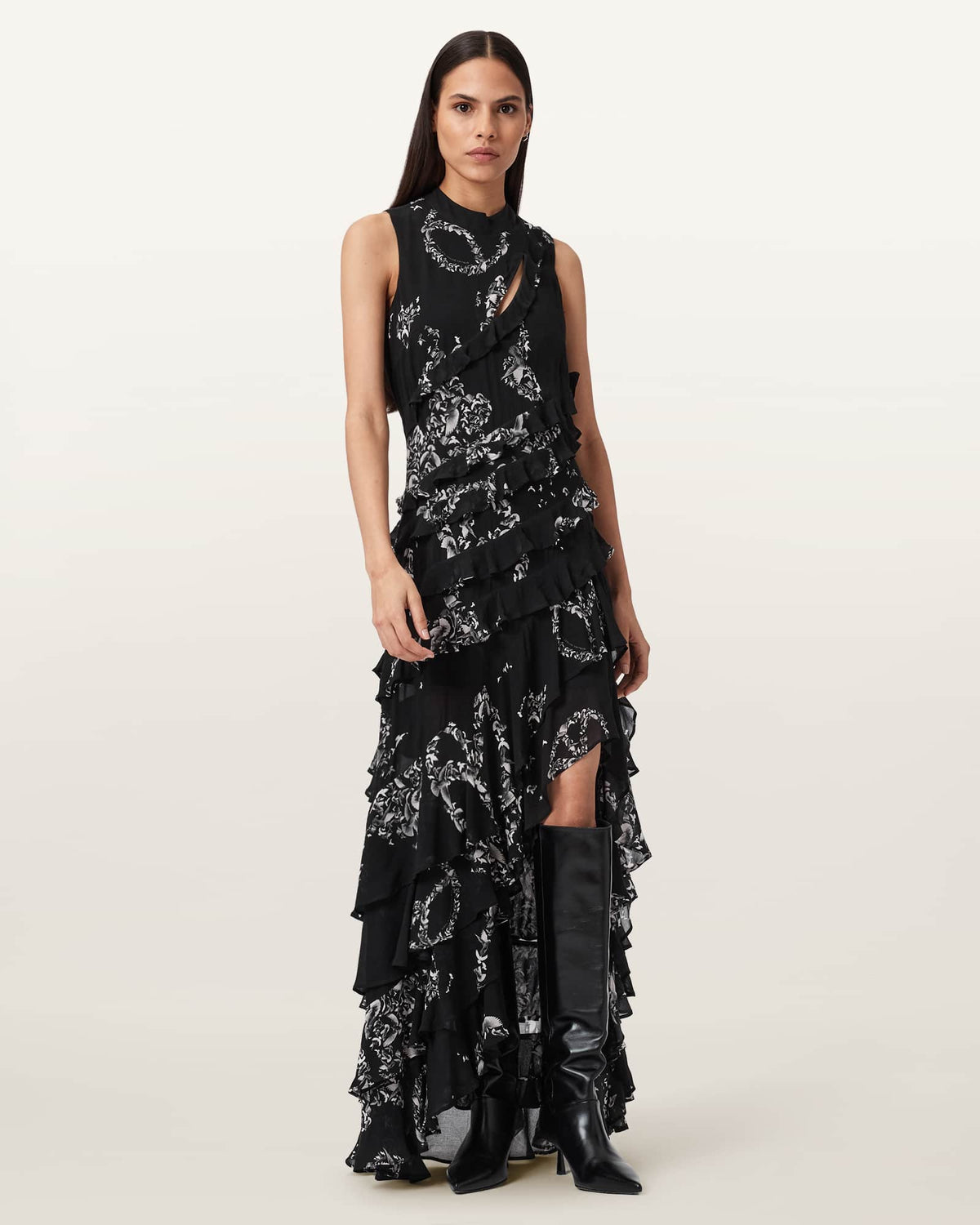 Cady Ruffle Maxi Dress FLIGHT BLACK
