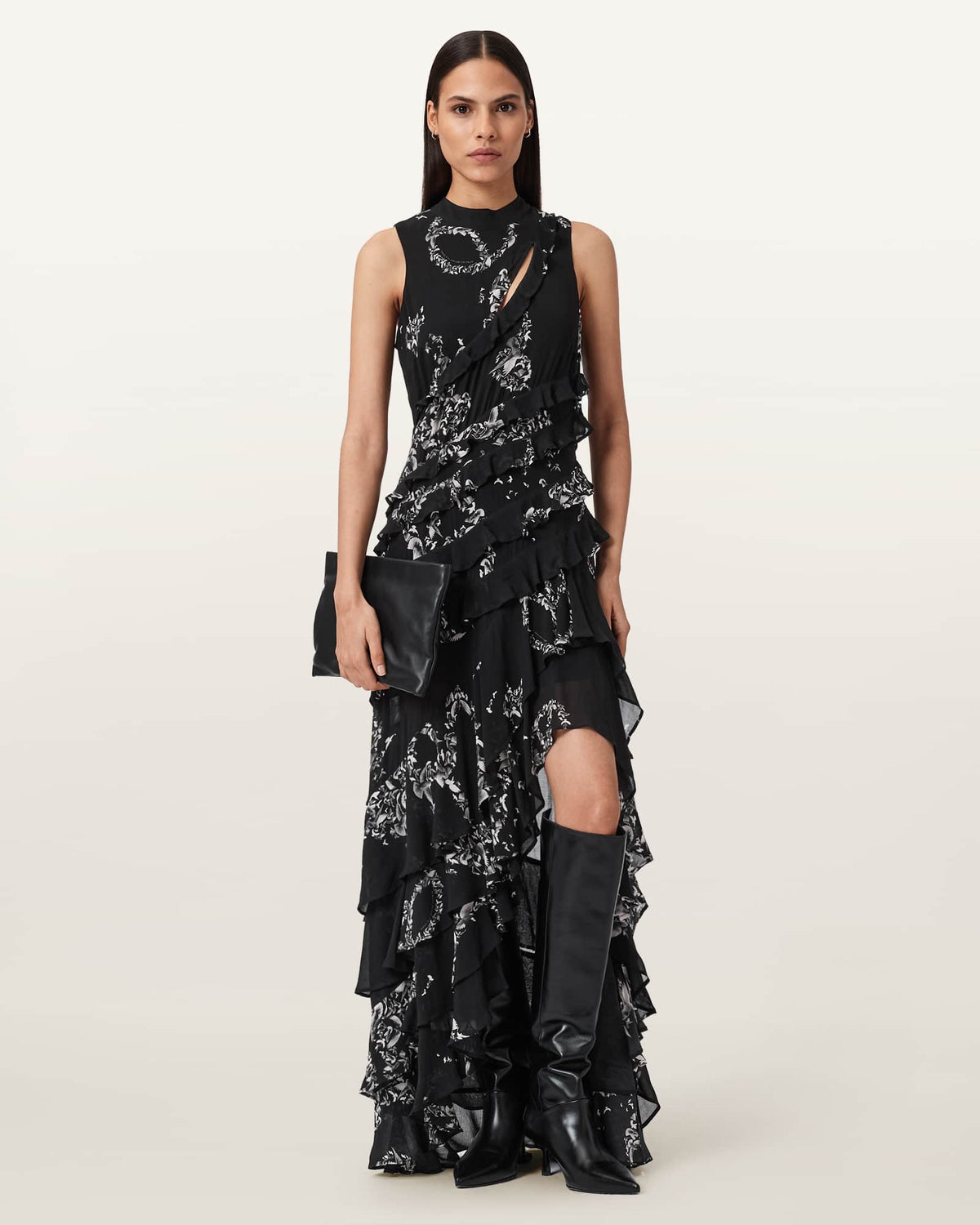 Cady Ruffle Maxi Dress FLIGHT BLACK