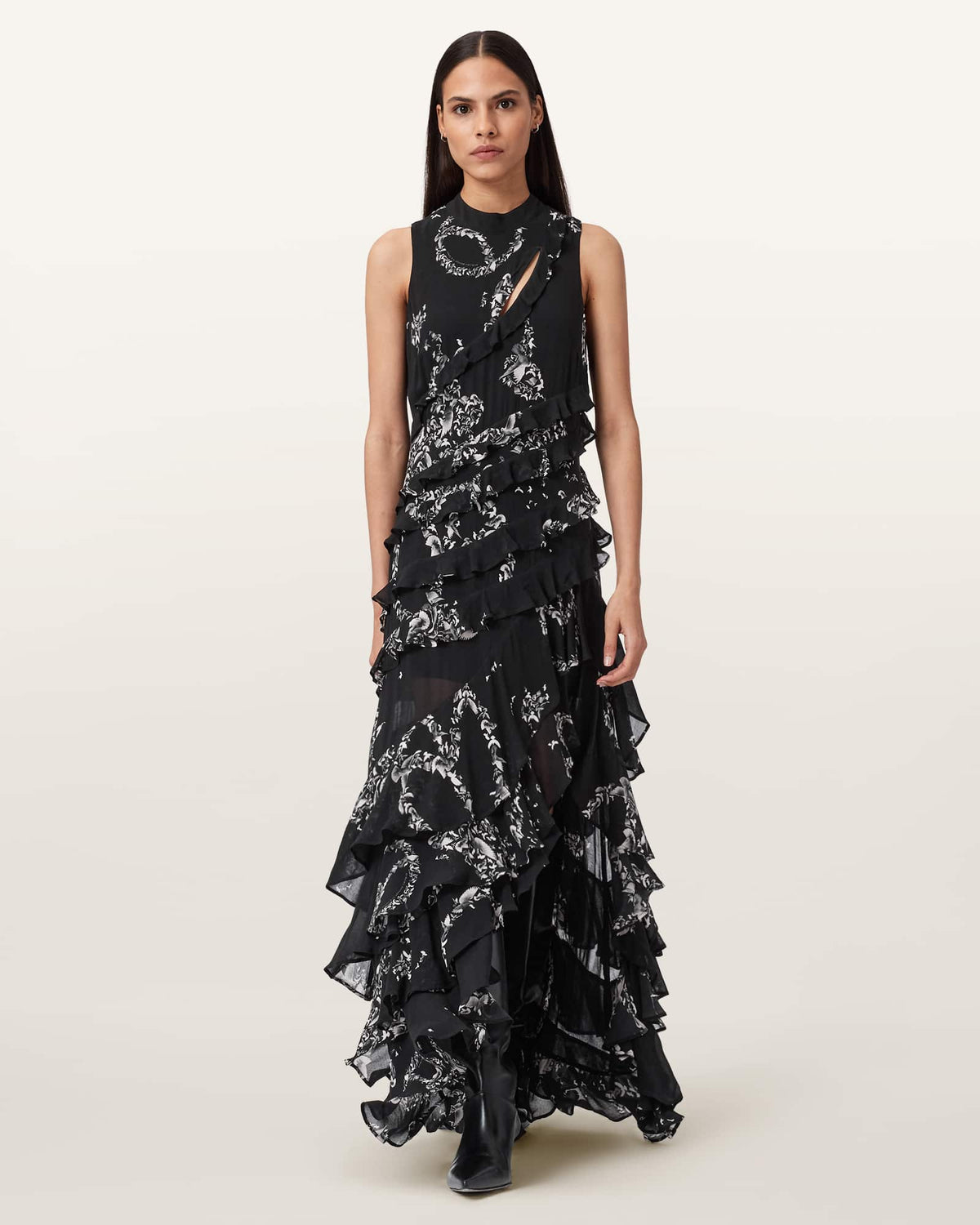 Cady Ruffle Maxi Dress FLIGHT BLACK