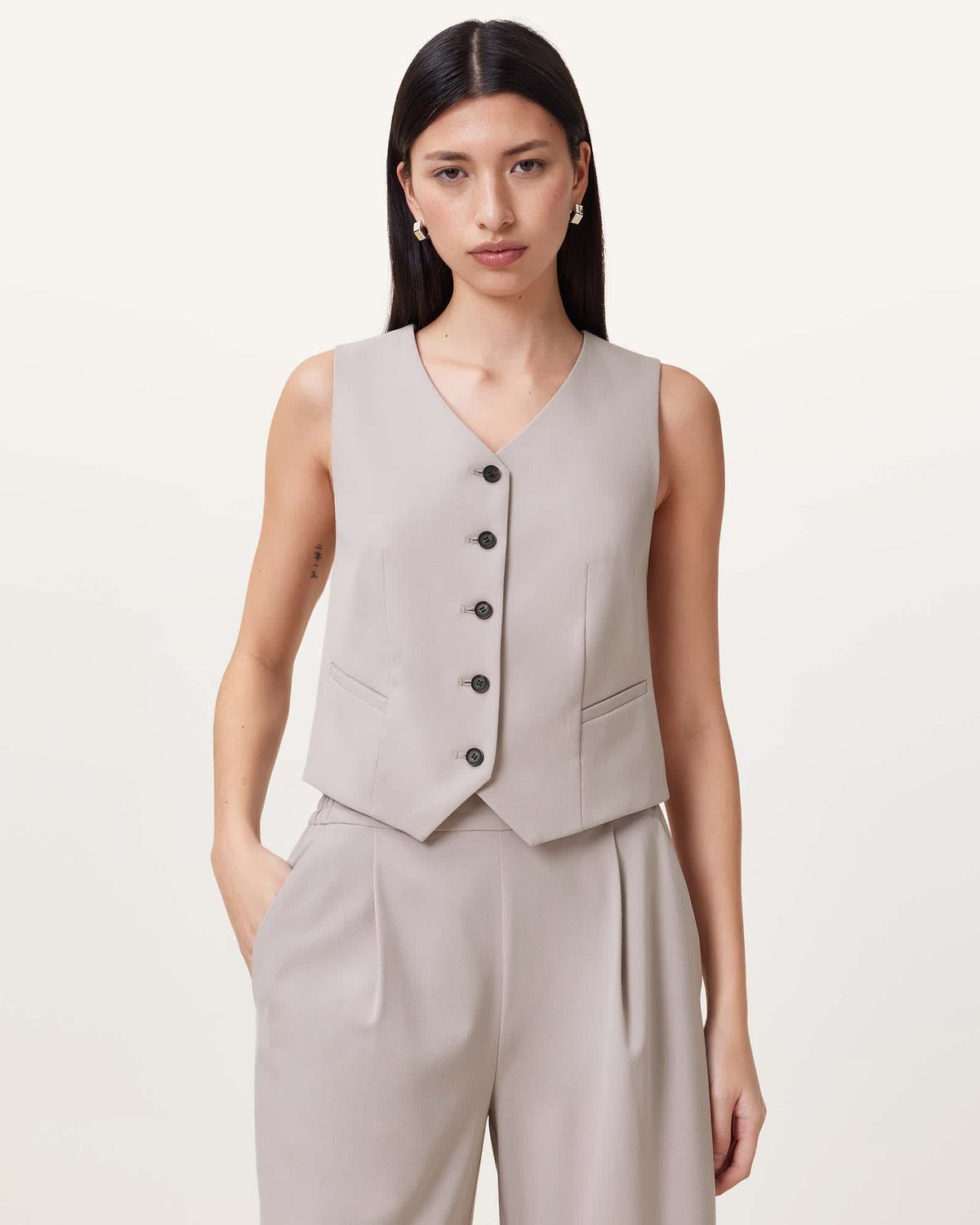 Aleida Lightweight Tri Waistcoat GREIGE BROWN