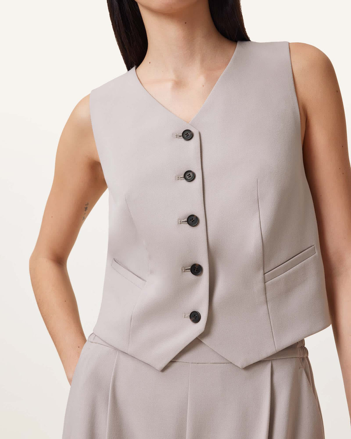 Aleida Lightweight Tri Waistcoat GREIGE BROWN