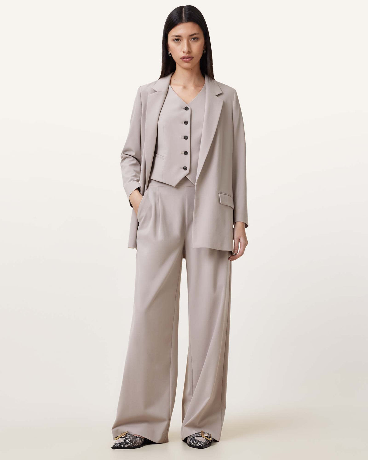 Aleida Lightweight Tri Waistcoat GREIGE BROWN