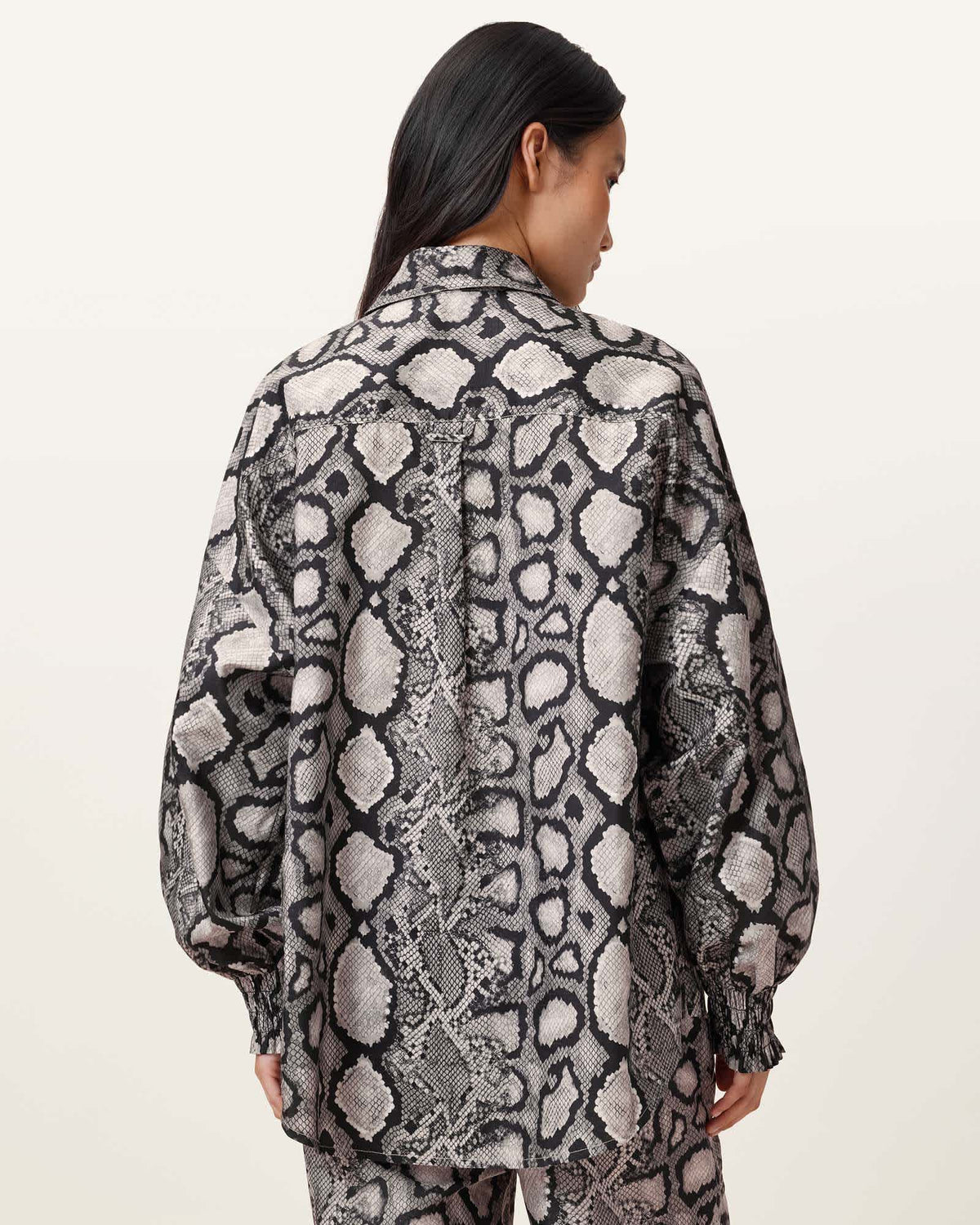 Charli Snake Print Long Sleeve Shirt FLOW ECRU WHITE