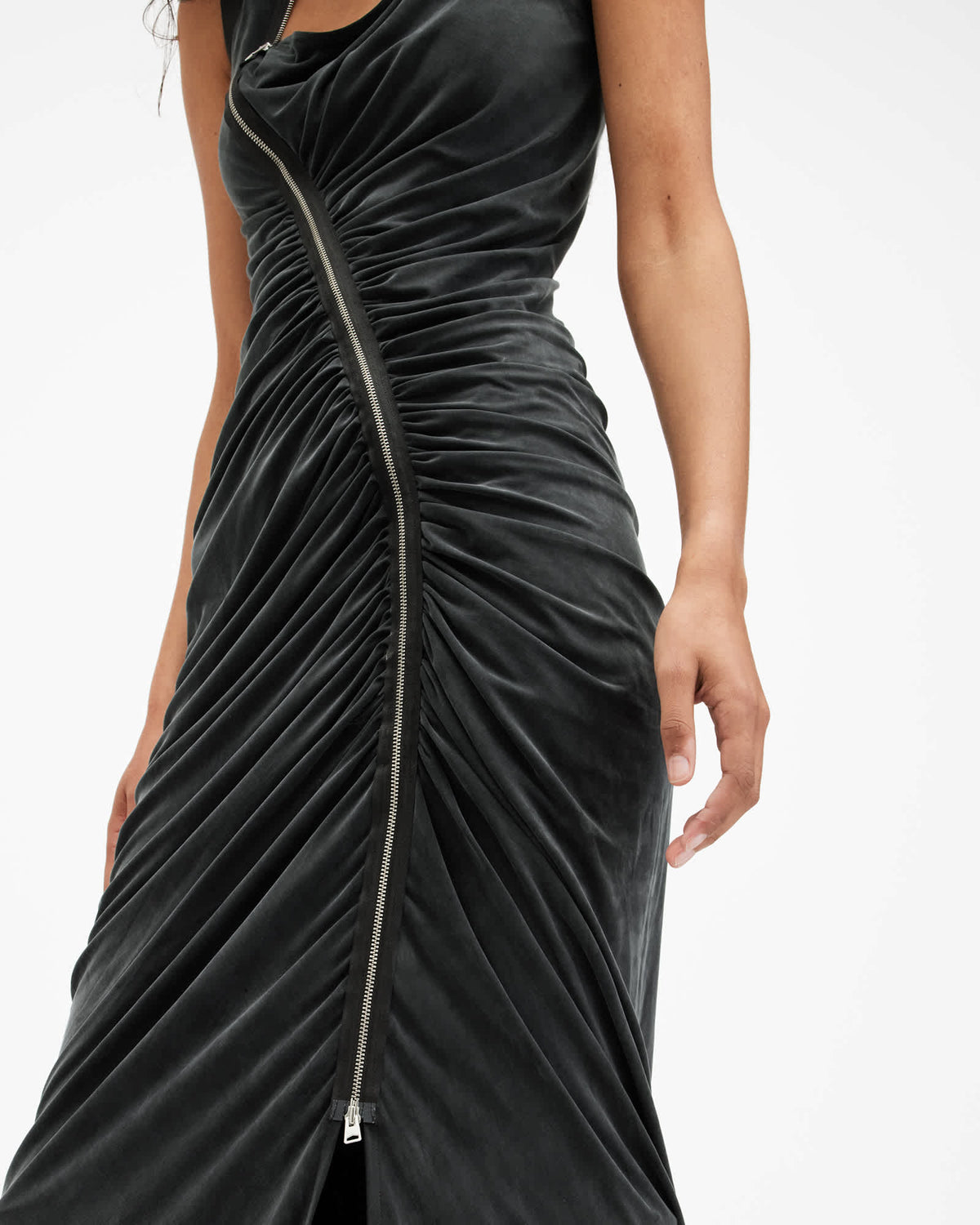 Umbra Draped Zip Slim Fit Dress Black