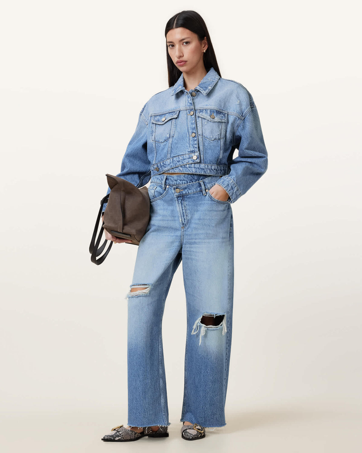 Aki Crossover Denim Jacket Light Indigo