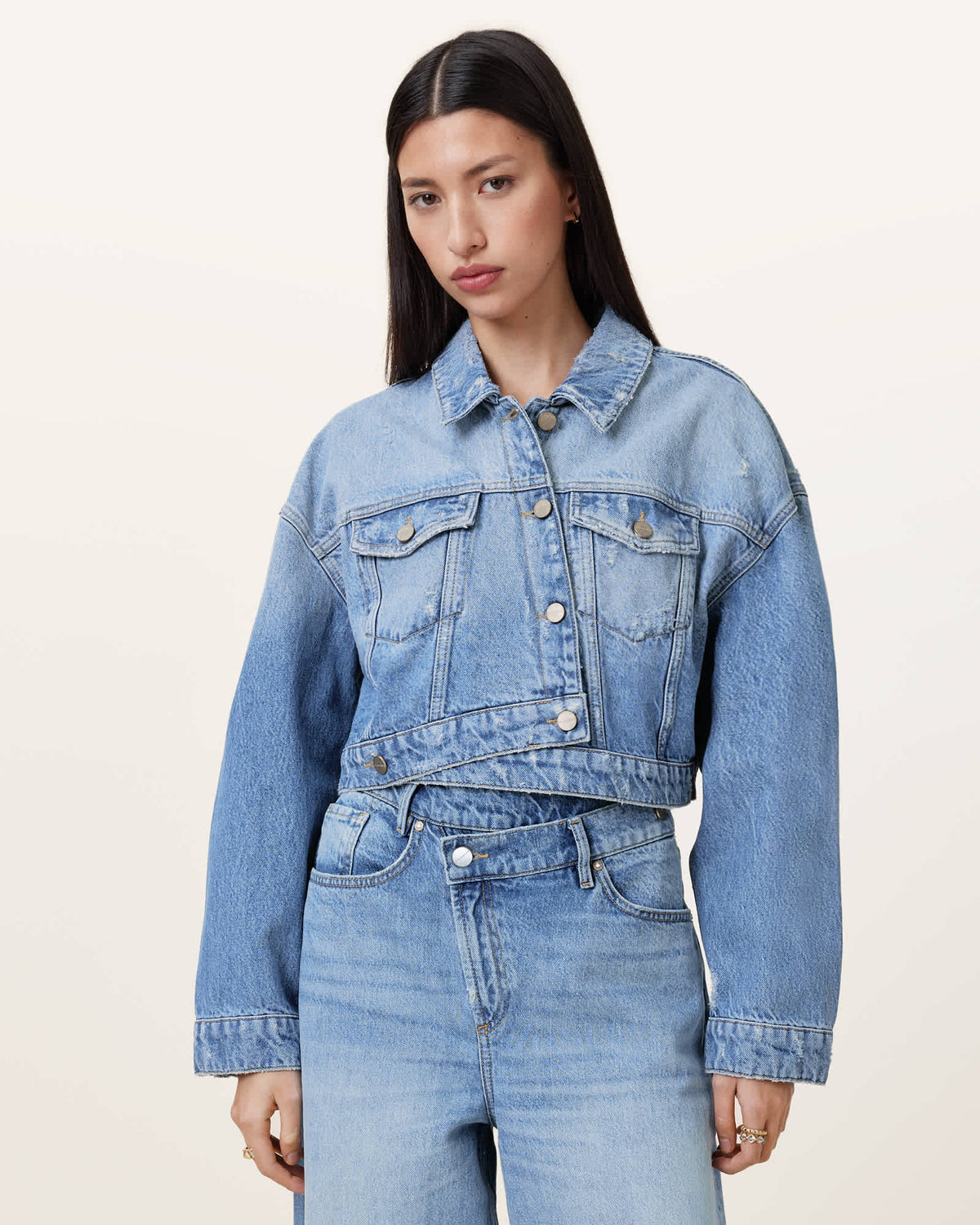 Aki Crossover Denim Jacket Light Indigo