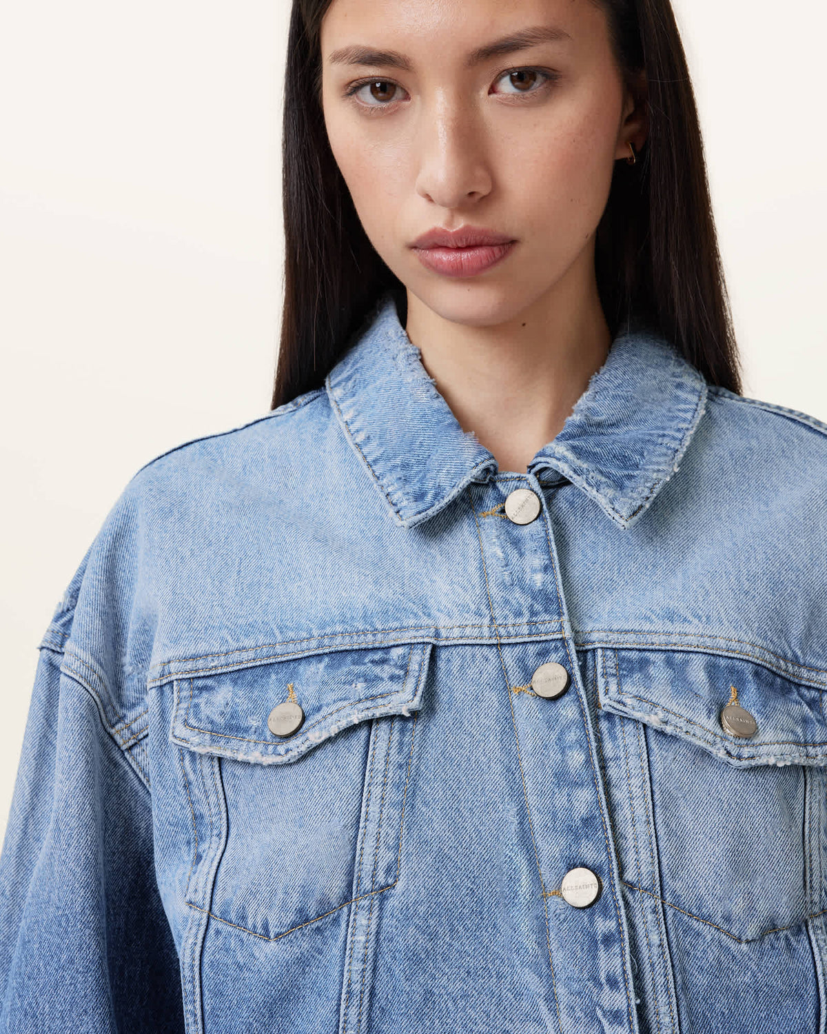 Aki Crossover Denim Jacket Light Indigo