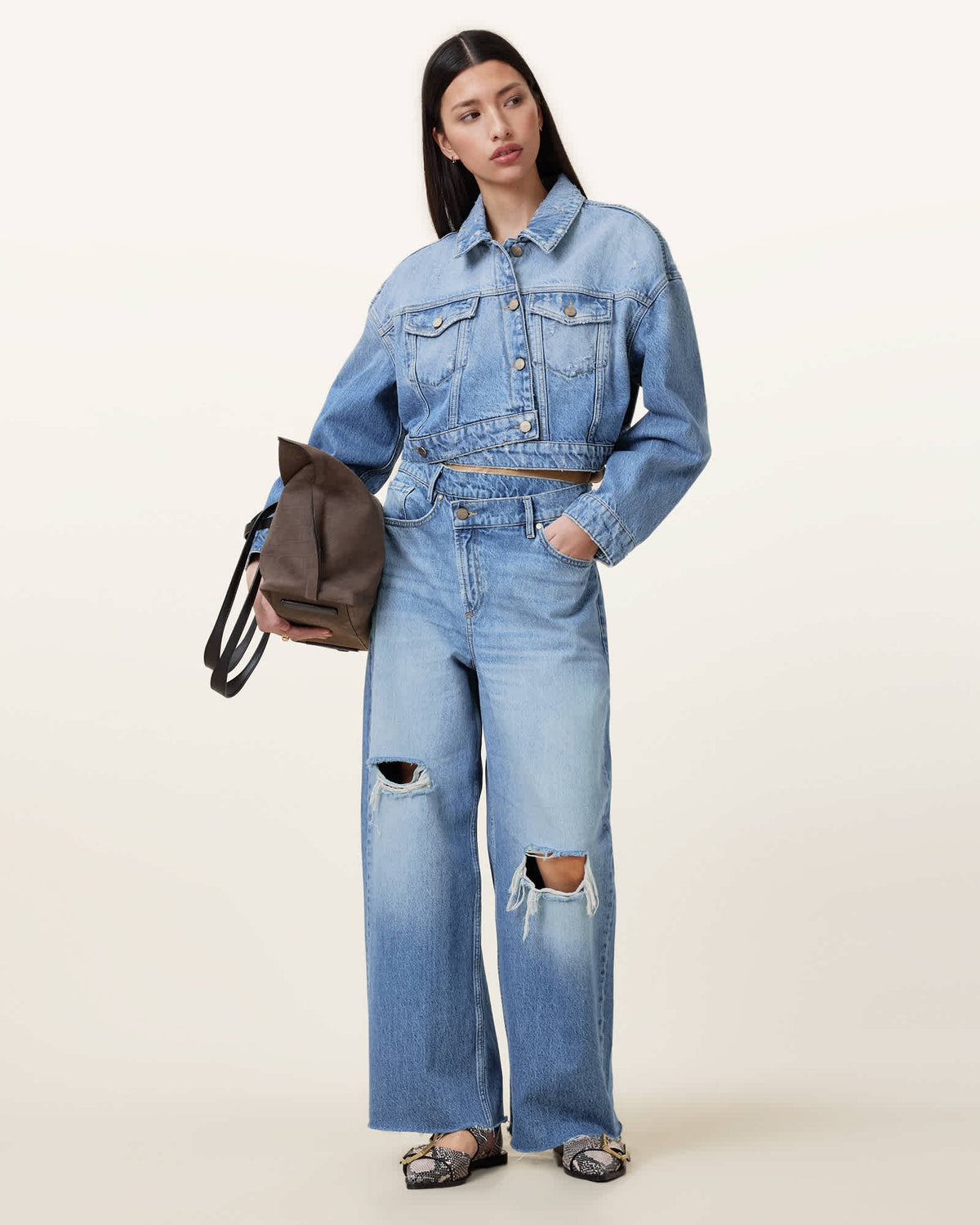 Aki Crossover Denim Jacket Light Indigo
