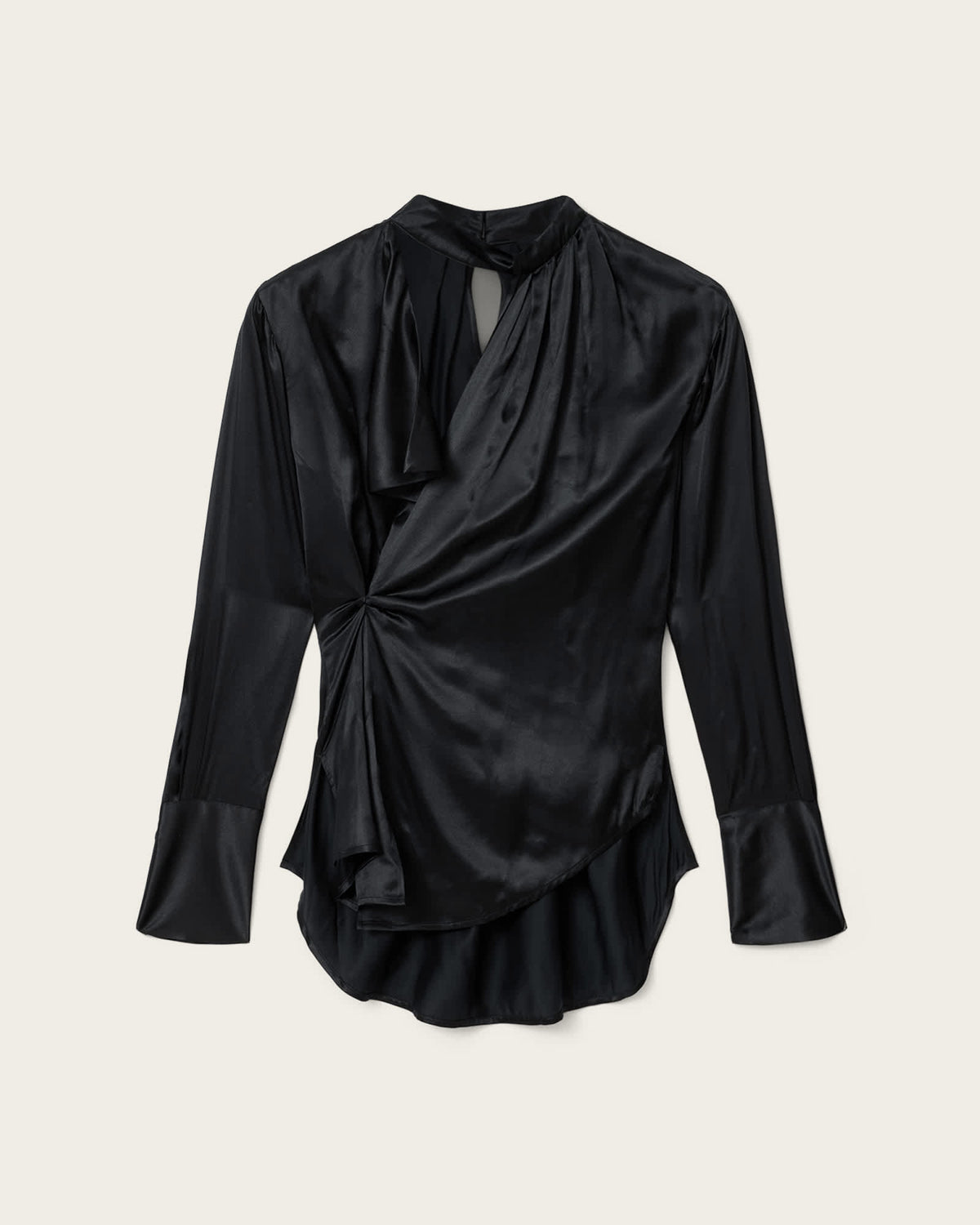 Zellie Silk Blend Pleated Top Black
