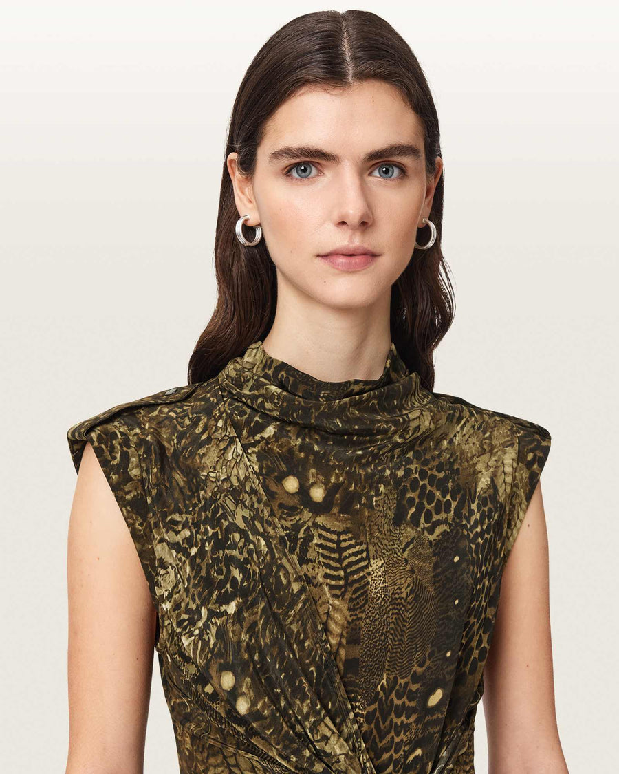 Persia Asymmetric Midi Dress BLIXA KHAKI GREEN
