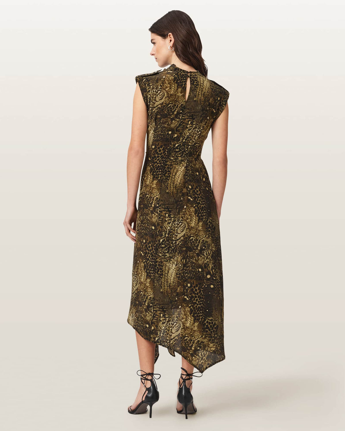 Persia Asymmetric Midi Dress BLIXA KHAKI GREEN