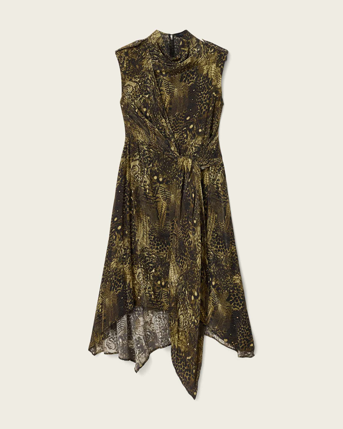 Persia Asymmetric Midi Dress BLIXA KHAKI GREEN