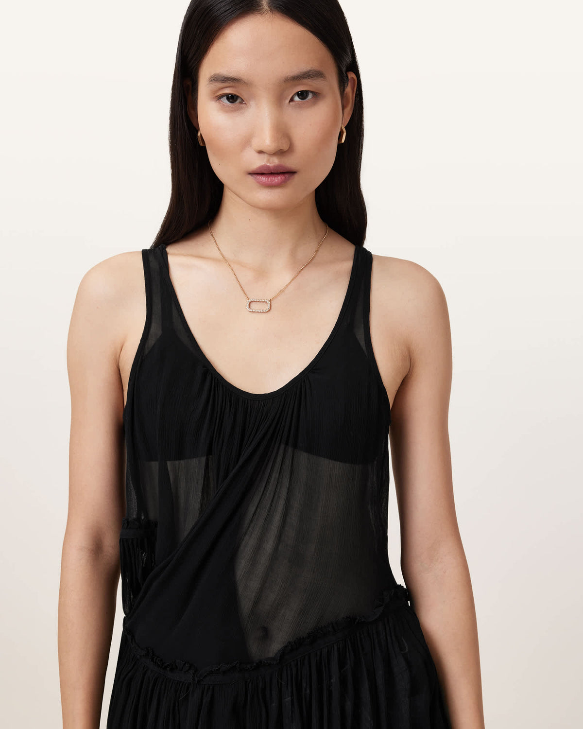 Rach Tiered Sheer Top Black
