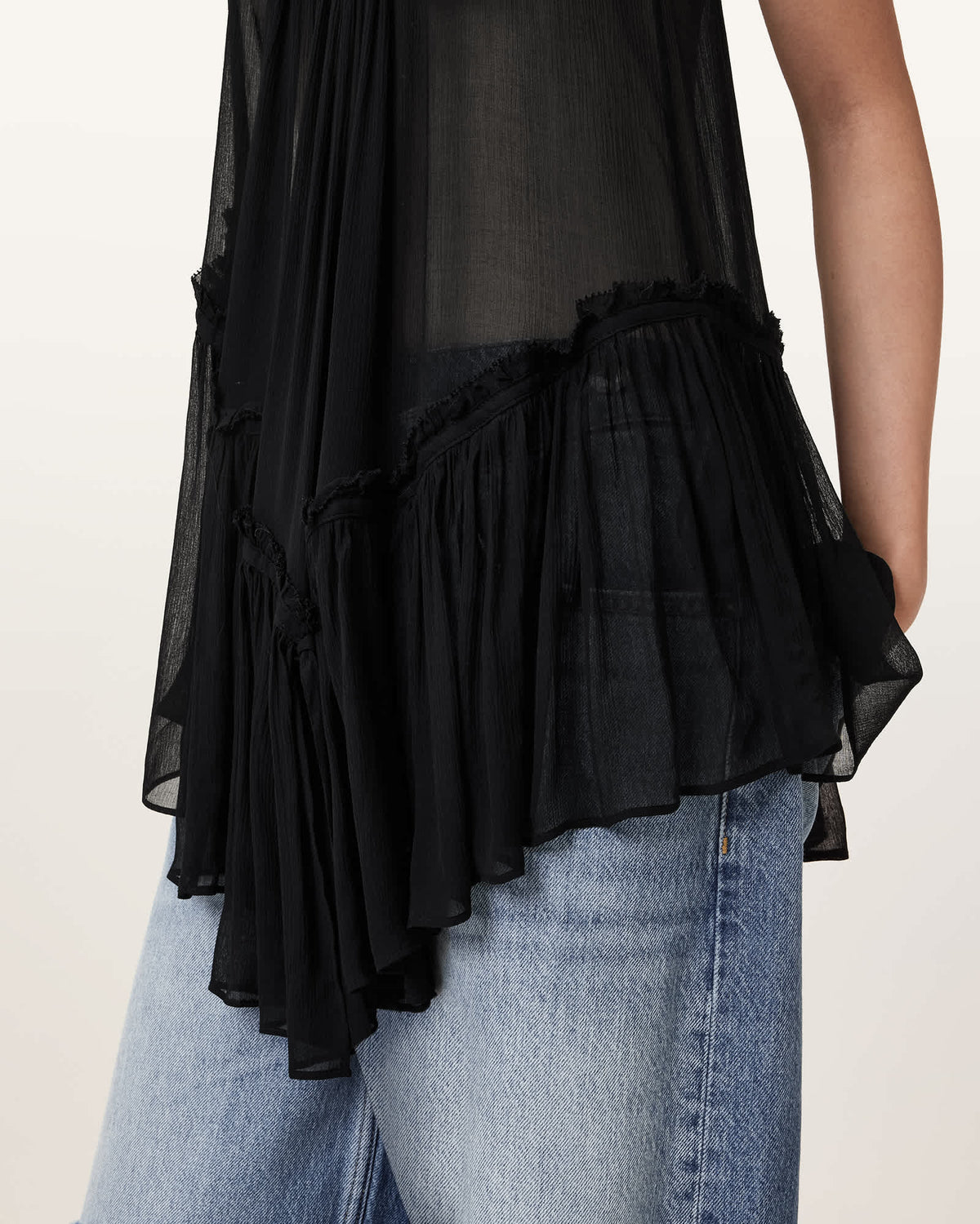 Rach Tiered Sheer Top Black