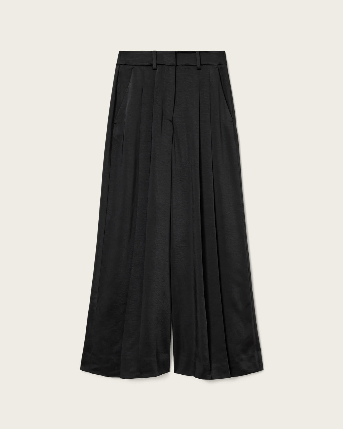 Poppy Satin Straight Leg Trousers Black