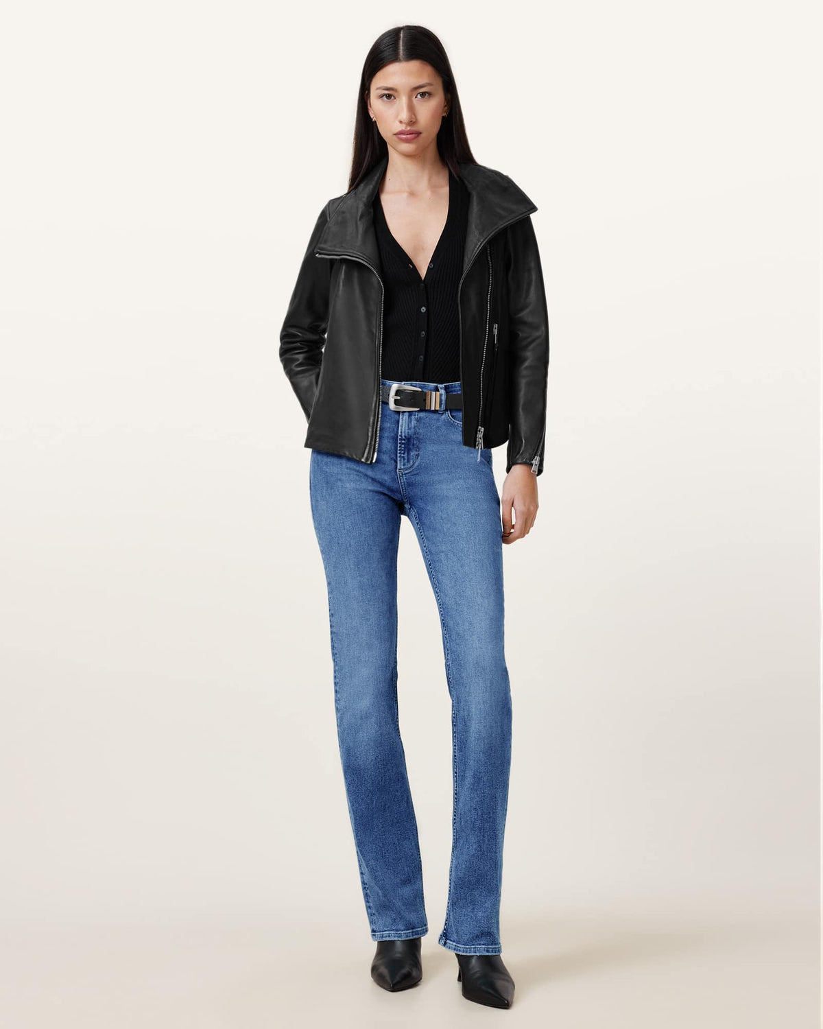 Haldan Slim Bootcut Denim Jeans Mid Indigo