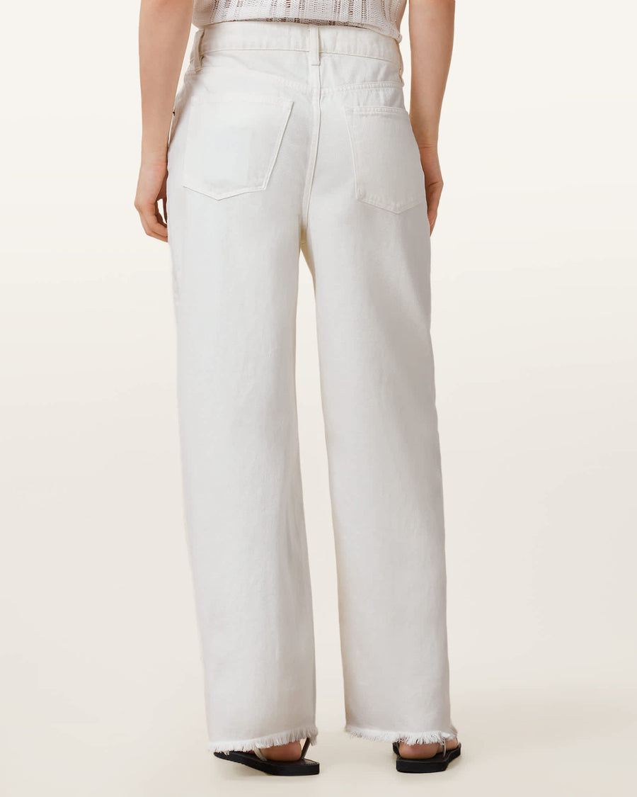 Aki Crossover Wide Leg Denim Jeans Chalk White