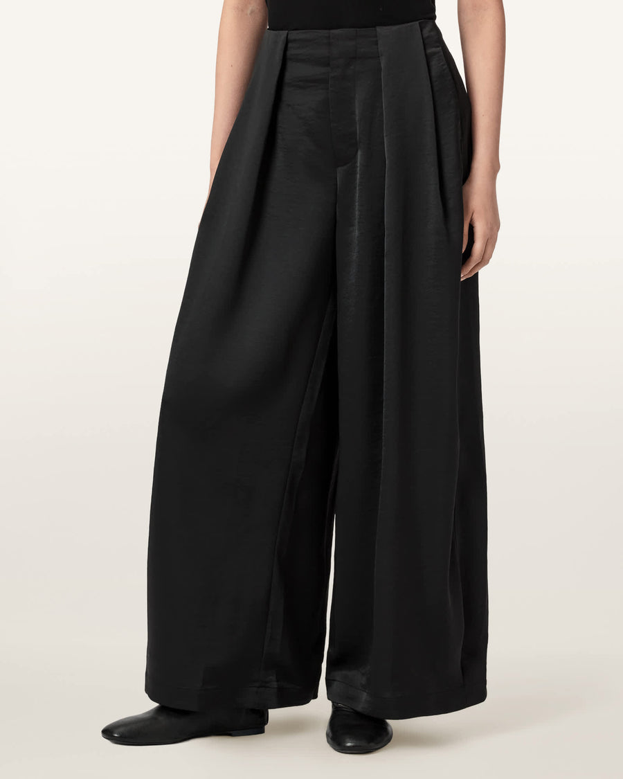 Lola Cocoon Legged Pleated Trousers Black