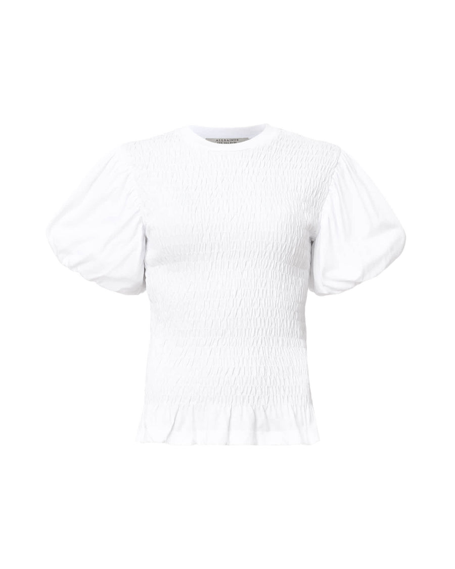 Dael Smocked Slim Top Optic White