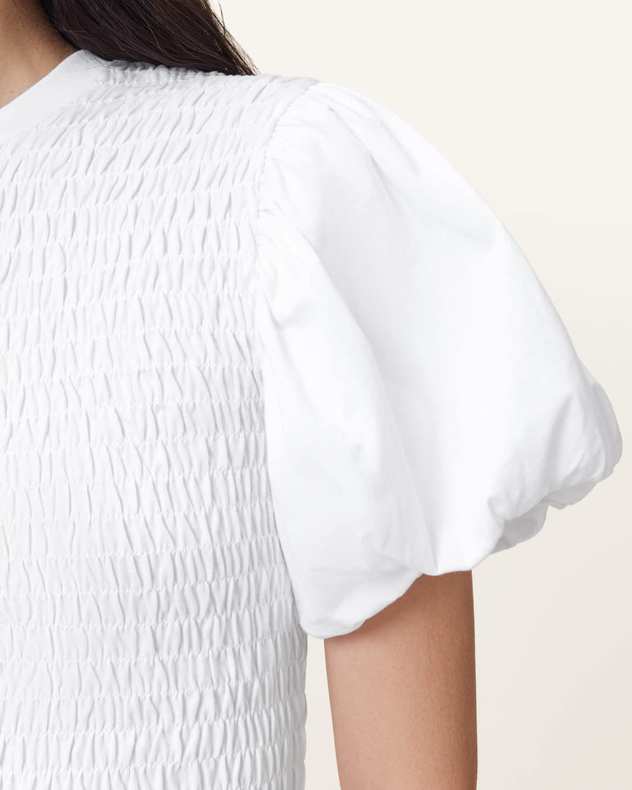 Dael Smocked Slim Top Optic White