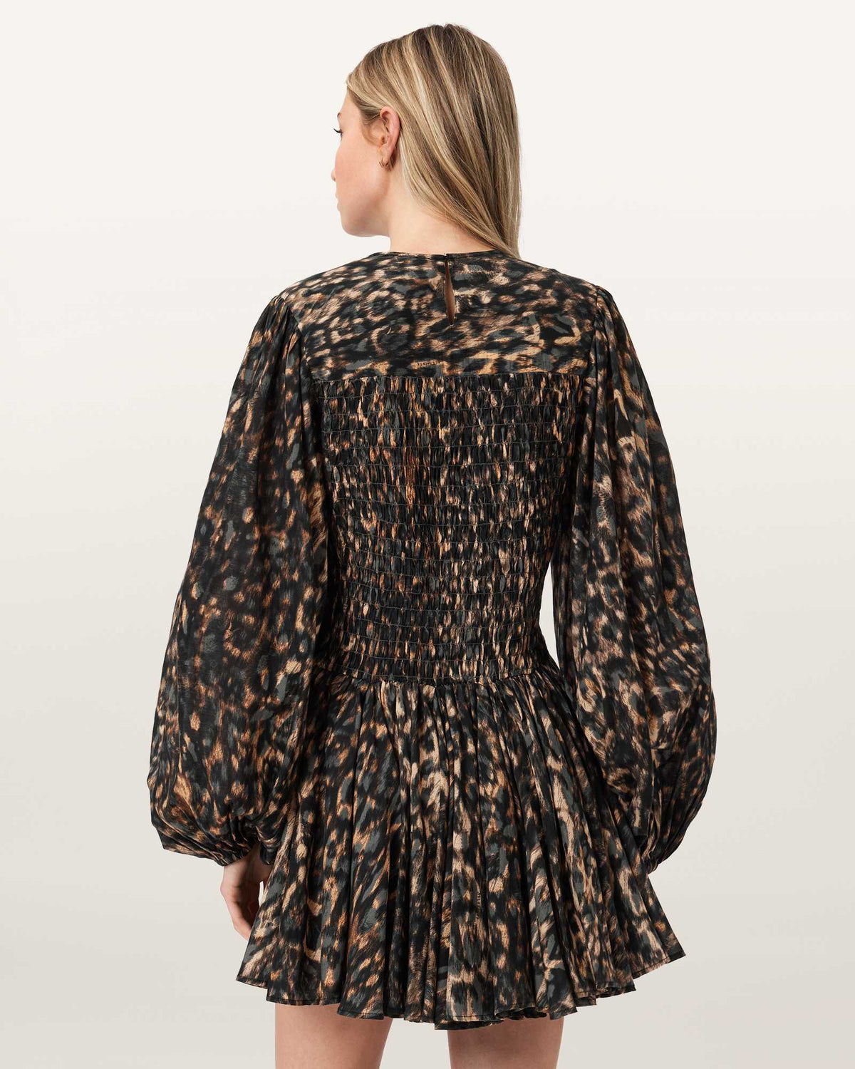 Chia Smocked Mini Dress PROWL GOLDEN BROWN