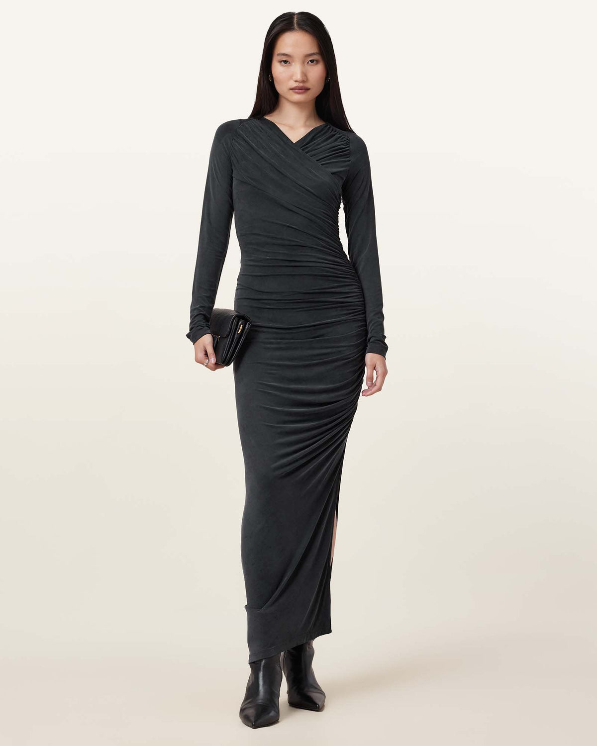 Hanako Cupro Wrap Maxi Dress Black