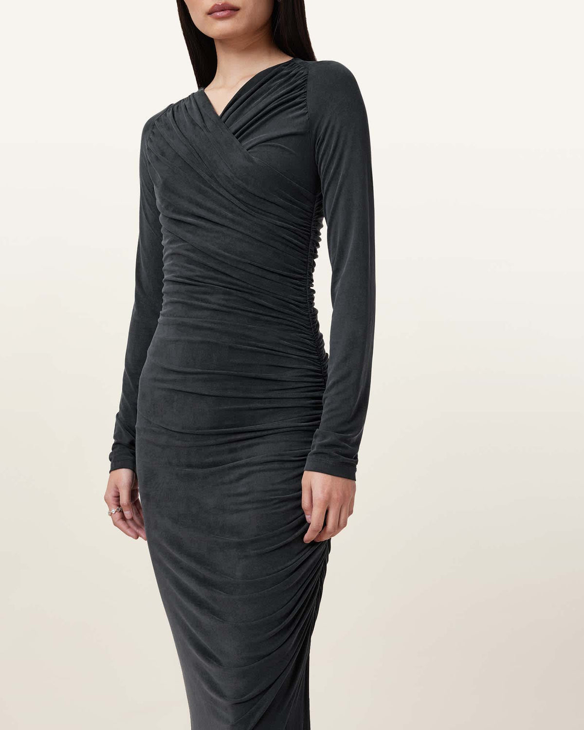 Hanako Cupro Wrap Maxi Dress Black