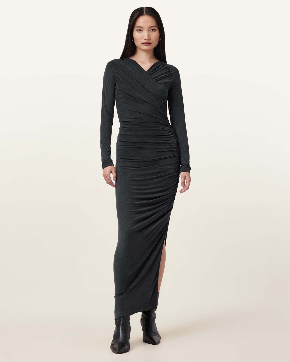 Hanako Cupro Wrap Maxi Dress Black