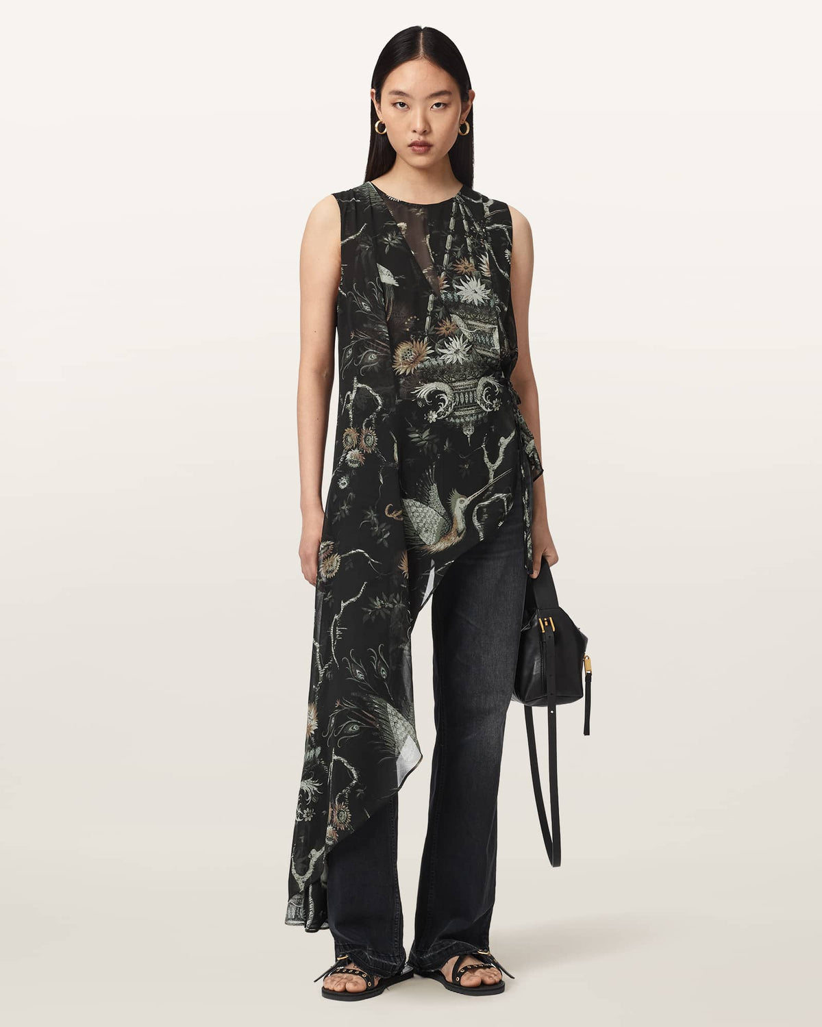 Enola Asymmetric Printed Wrap Top TARAVAO SOFT GREEN