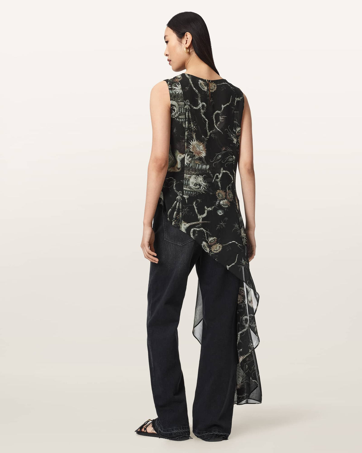 Enola Asymmetric Printed Wrap Top TARAVAO SOFT GREEN